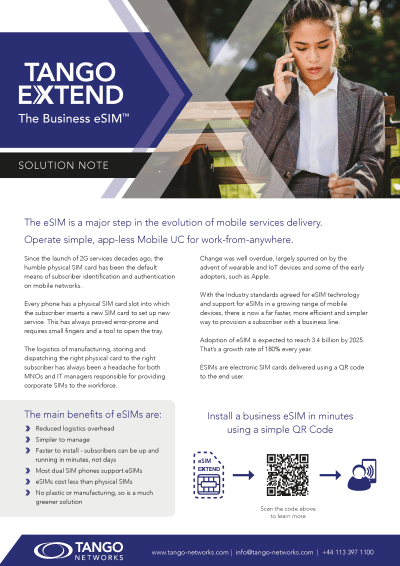 Tango Extend eSIM Solution Note